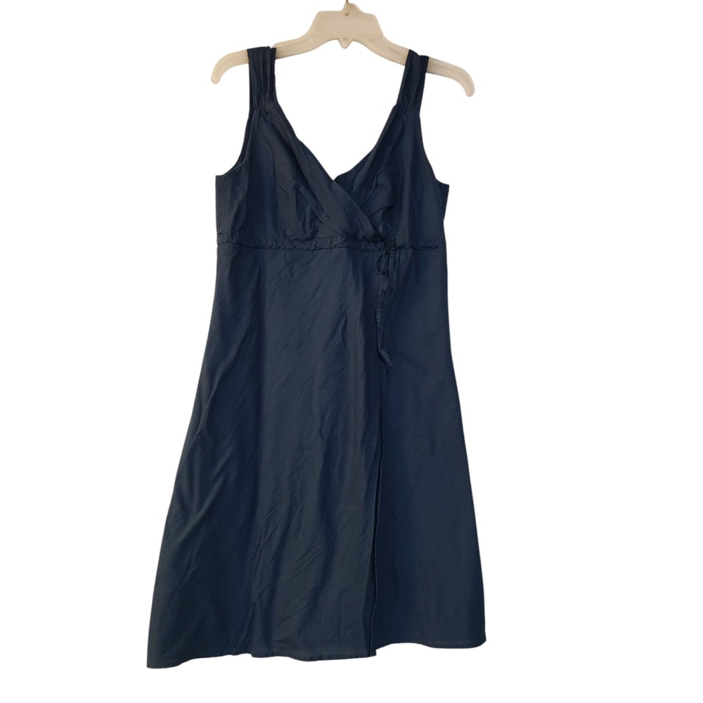 Patagonia V Neck Mid Length Dress Womens 8 Navy Blue‎ Cotton Amaiah Sundress